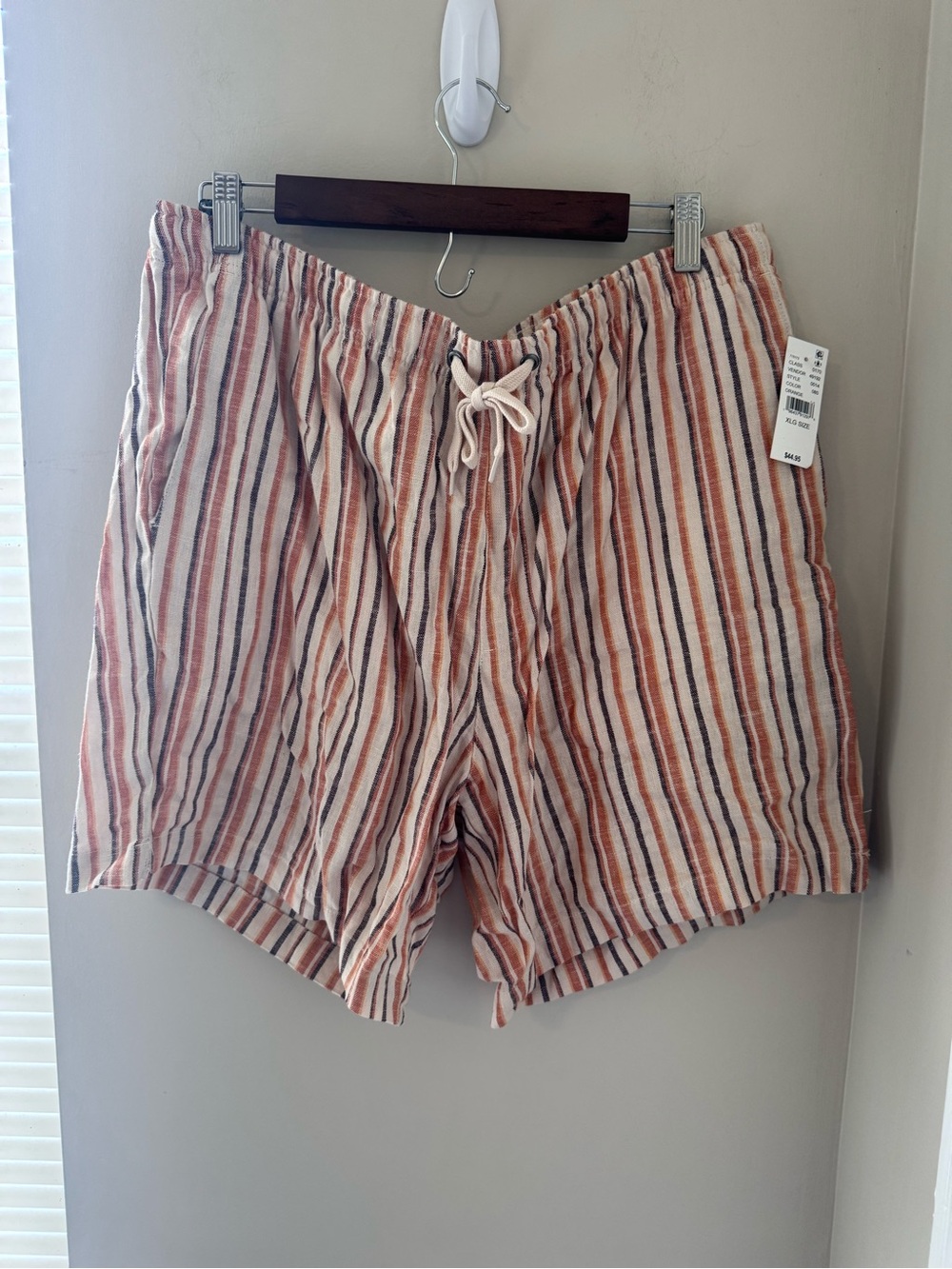 PacSun Striped Linen Blend Volley Shorts Orange Brown Cream NWT Men's XLG